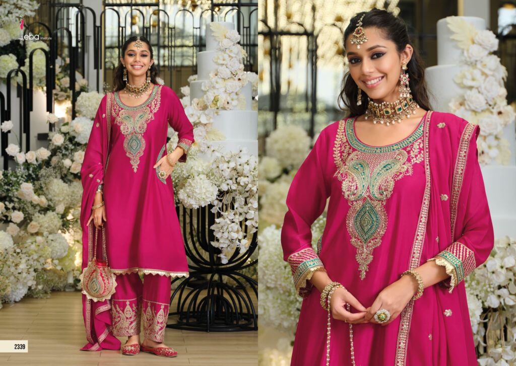Latest Eba Sejal Chinon With Embroidery Work Top Plazzo And Dupatta Collection Wholesale 2026