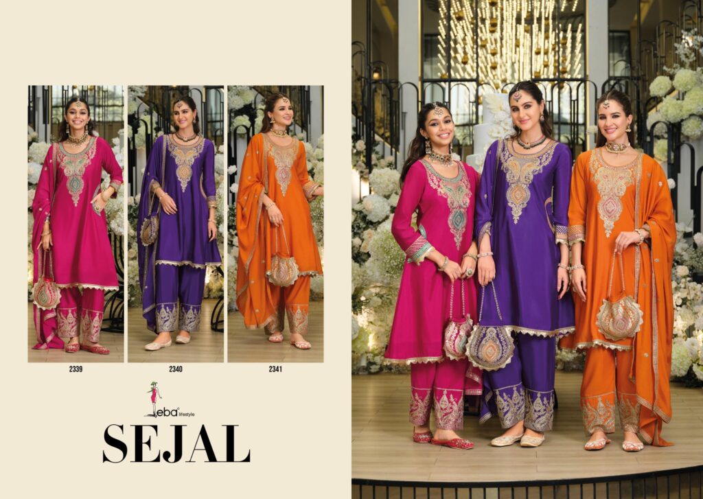 Latest Eba Sejal Chinon With Embroidery Work Top Plazzo And Dupatta Collection Wholesale 2026