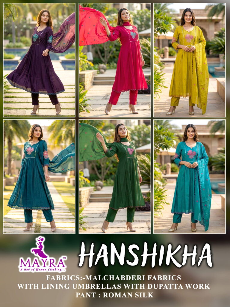 Latest Mayra Hanshikha Mul Chanderi Anarkali Kurti Set Collection Wholesale 2026