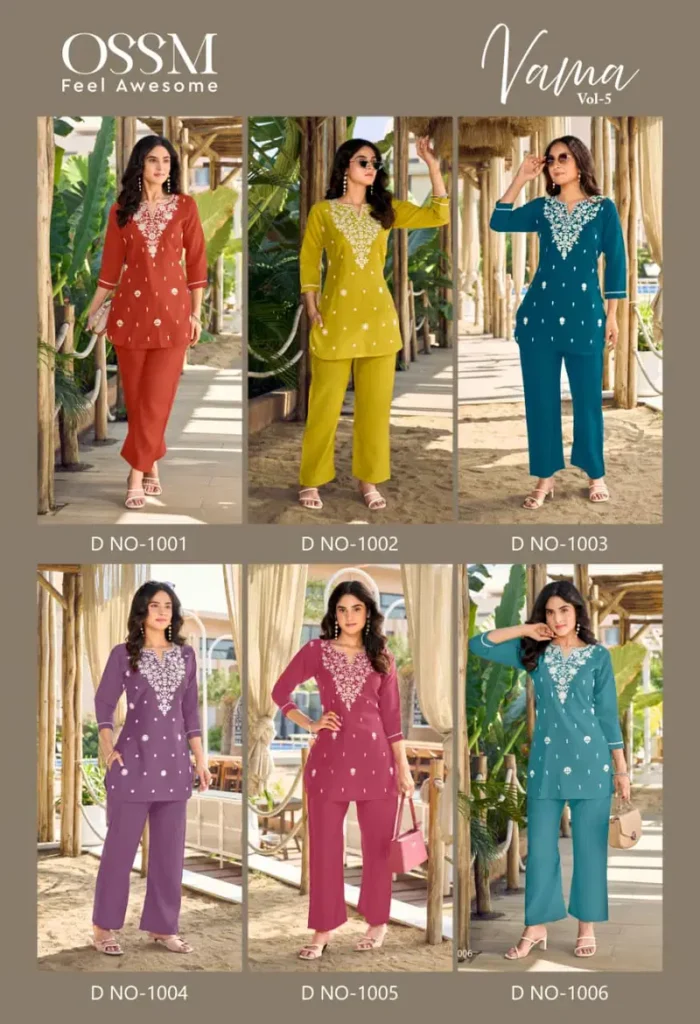 Buy Ossm Vama Vol 5 Viscose Silk With Embroidery Work Co Ord Set Collection Wholesale 2026