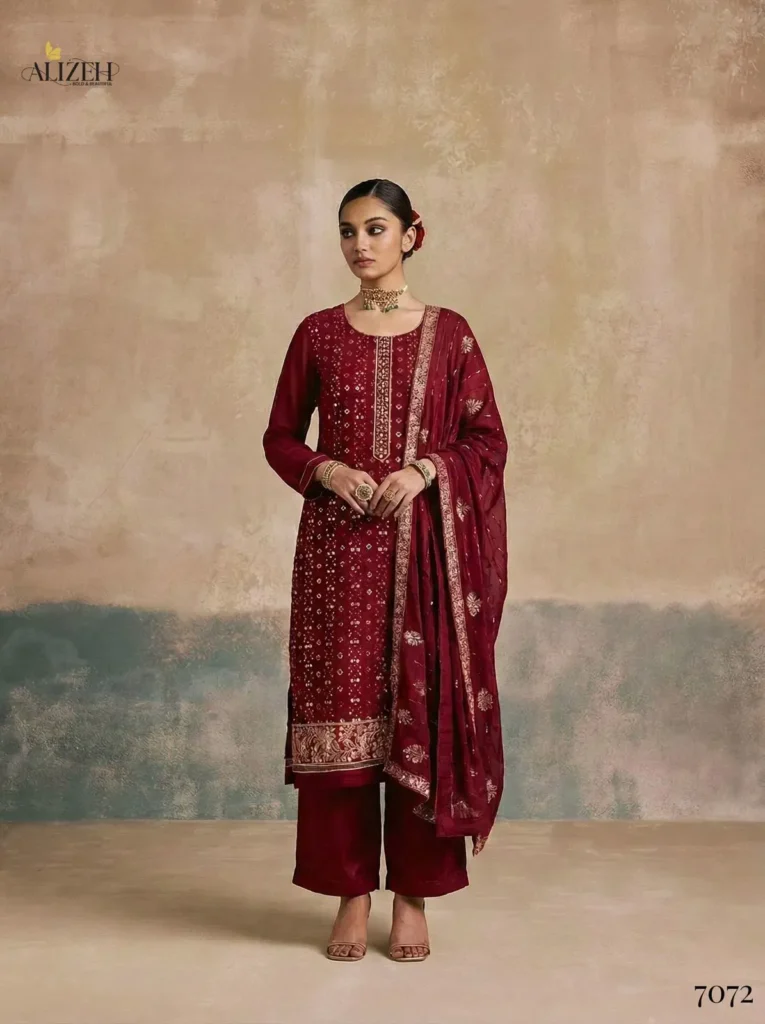 Buy Alizeh 7070 To 7072 Georgette With Embroidered Work Kurti Pant And Dupatta Wholesale 2026