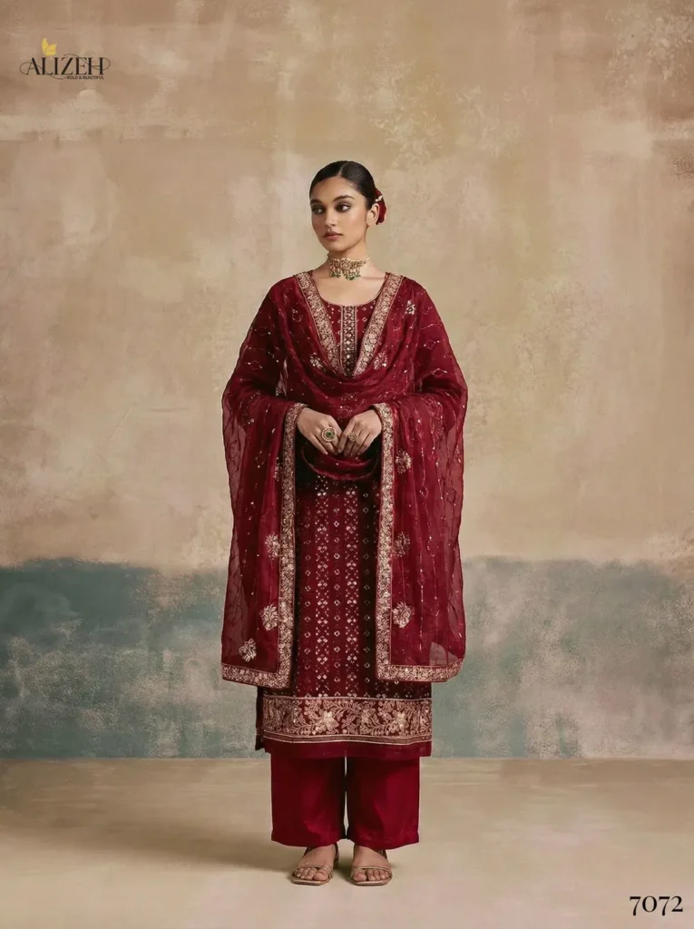 Buy Alizeh 7070 To 7072 Georgette With Embroidered Work Kurti Pant And Dupatta Wholesale 2026