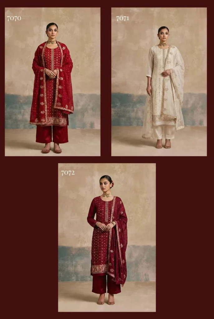 Buy Alizeh 7070 To 7072 Georgette With Embroidered Work Kurti Pant And Dupatta Wholesale 2026