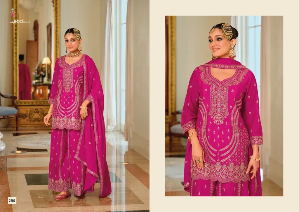 Beautiful Eba Sargam Chinon With Embroidery Work Top Bottom And Dupatta Wholesale 2026