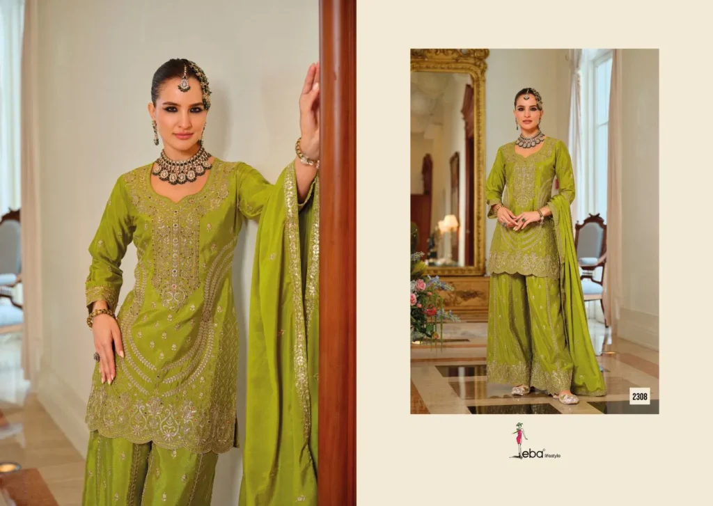 Beautiful Eba Sargam Chinon With Embroidery Work Top Bottom And Dupatta Wholesale 2026