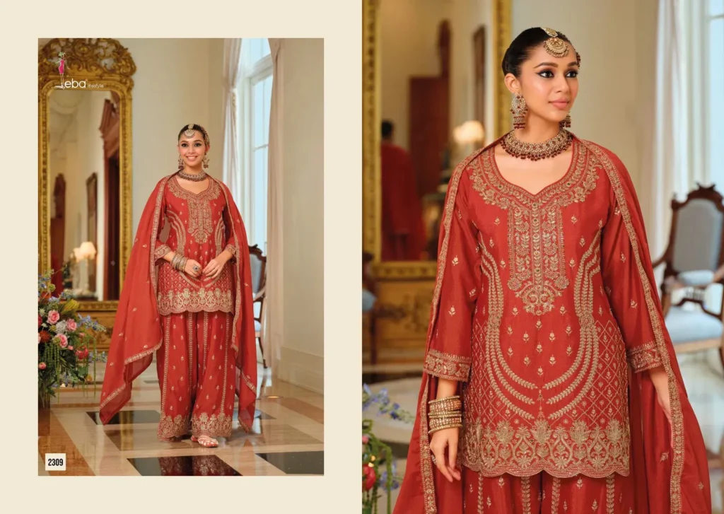 Beautiful Eba Sargam Chinon With Embroidery Work Top Bottom And Dupatta Wholesale 2026