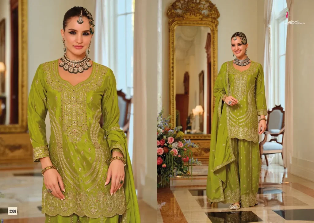 Beautiful Eba Sargam Chinon With Embroidery Work Top Bottom And Dupatta Wholesale 2026