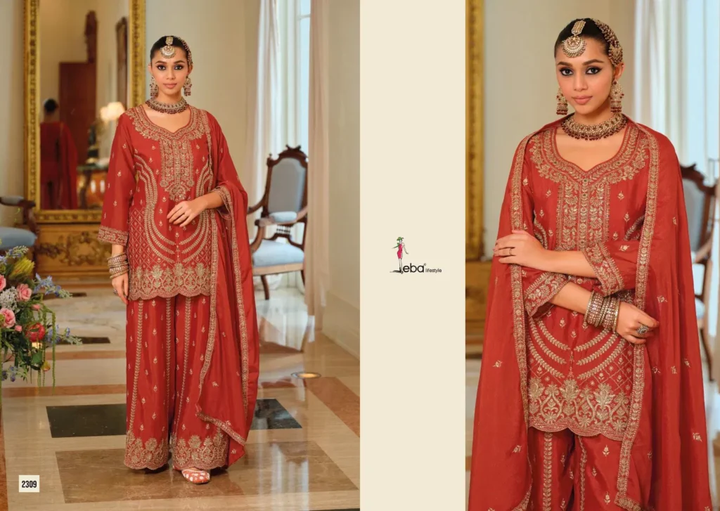 Beautiful Eba Sargam Chinon With Embroidery Work Top Bottom And Dupatta Wholesale 2026
