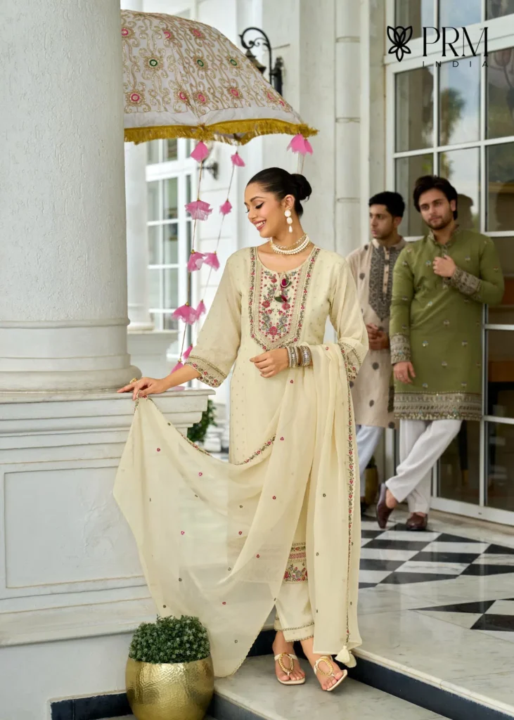 Latest Prm Sawariya Mul Chanderi Jacquard With Handwork Top Bottom And Dupatta Wholesale 2026