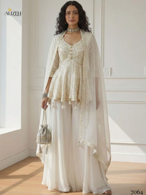 Stylish Alizeh 7062 To 7065 Georgette With Stylish Wear Top Bottom And Dupatta Wholesale 2026