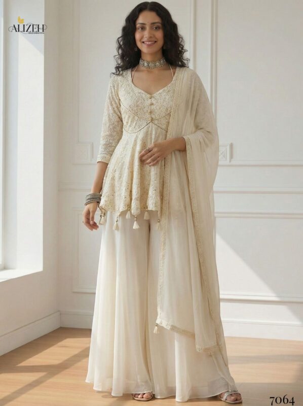 Stylish Alizeh 7062 To 7065 Georgette With Stylish Wear Top Bottom And Dupatta Wholesale 2026