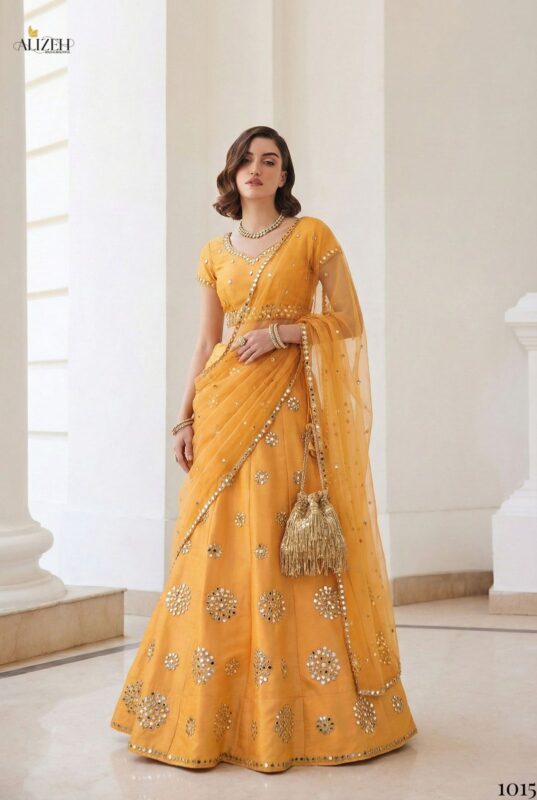 Buy Alizeh Mirror Maze Silk Embroidery Mirror Work Lehenga Choli Collection Wholesale 2026