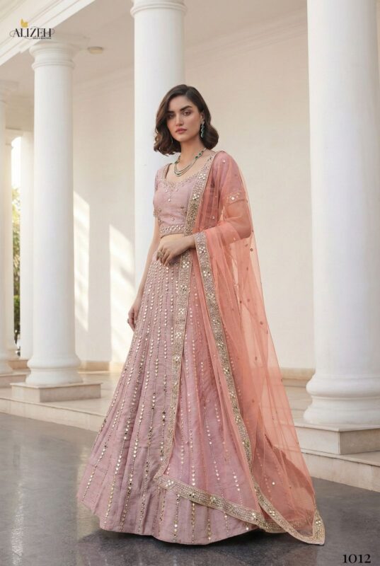 Buy Alizeh Mirror Maze Silk Embroidery Mirror Work Lehenga Choli Collection Wholesale 2026