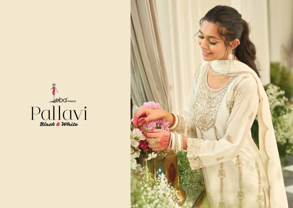 Buy Eba Pallavi Black And White Chinon With Embroidery Top Bottom And Dupatta Collection Wholesale 2026