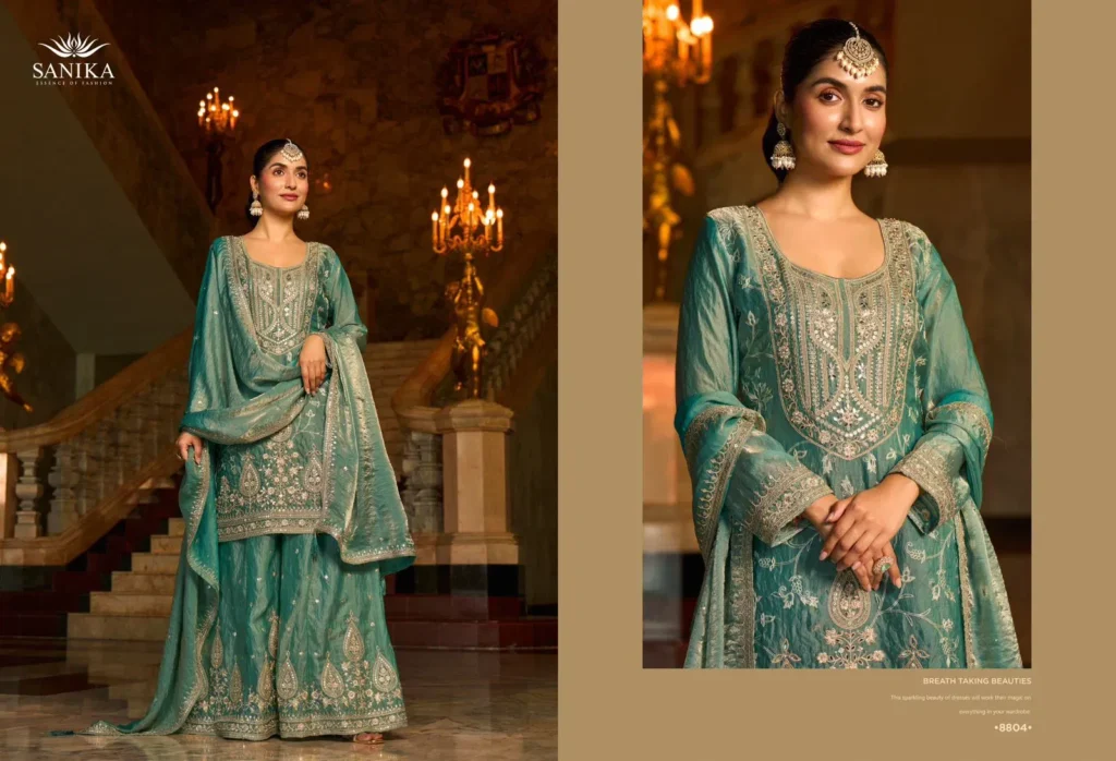 Stylish Sanika Ikatra Frendy Silk With Embroidered Work Top Bottom And Dupatta Collection Wholesale 2026