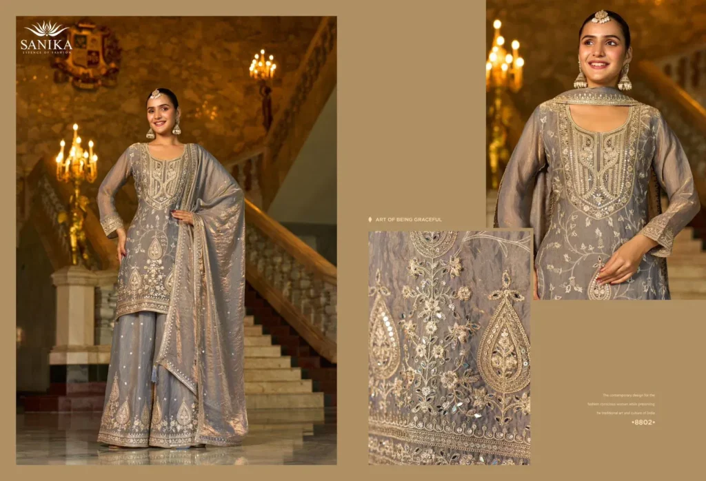 Stylish Sanika Ikatra Frendy Silk With Embroidered Work Top Bottom And Dupatta Collection Wholesale 2026