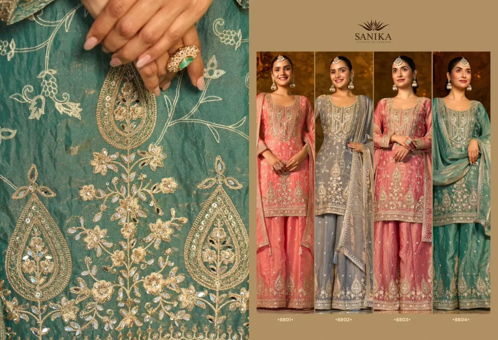 Stylish Sanika Ikatra Frendy Silk With Embroidered Work Top Bottom And Dupatta Collection Wholesale 2026