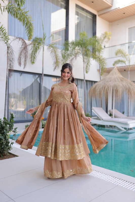 Buy Lekha KA 1233 Silk Sequins Embroidery Top Sharara With Dupatta Wholesale 2026 4 Buy Lekha KA 1233 Silk Sequins Embroidery Top Sharara With Dupatta Wholesale 2026