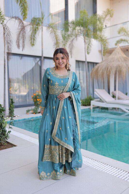 Buy Lekha KA 1233 Silk Sequins Embroidery Top Sharara With Dupatta Wholesale 2026 8 Buy Lekha KA 1233 Silk Sequins Embroidery Top Sharara With Dupatta Wholesale 2026