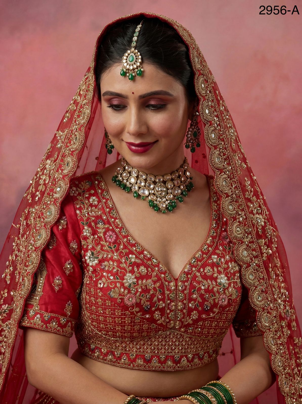 Anjani 2956 Double Dupatta Combine Flair Bridal lehenga in Barrat style work Lehenag Choli Collection Wholesale