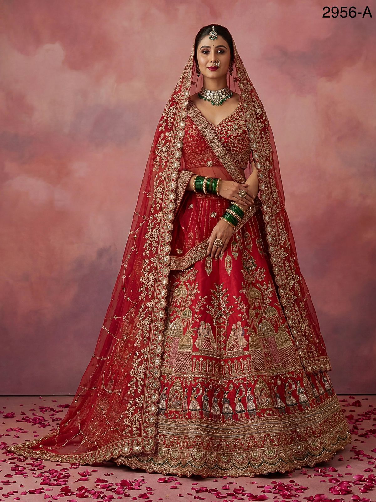 Stylish Anjani 2956 Double Dupatta Combine Flair Bridal lehenga in Barrat style work Lehenag Choli Collection Wholesale 2026