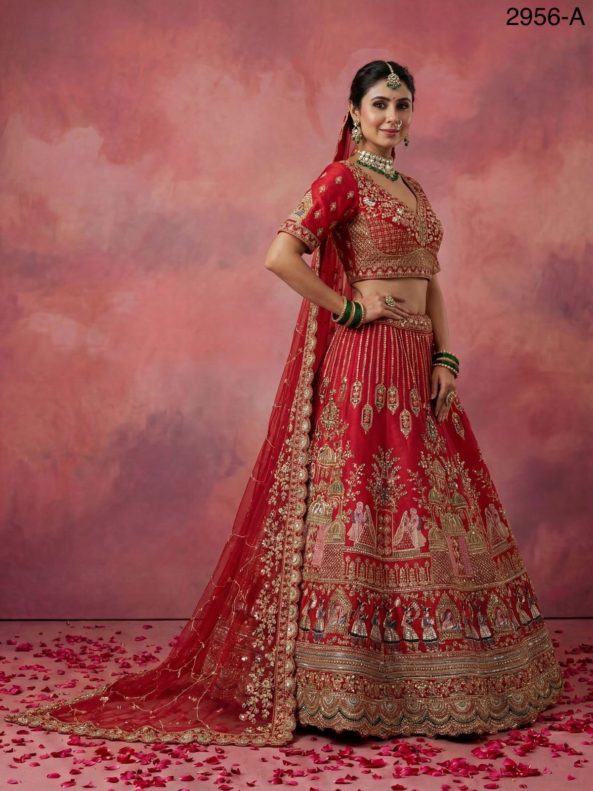 Stylish Anjani 2956 Double Dupatta Combine Flair Bridal lehenga in Barrat style work Lehenag Choli Collection Wholesale 2026