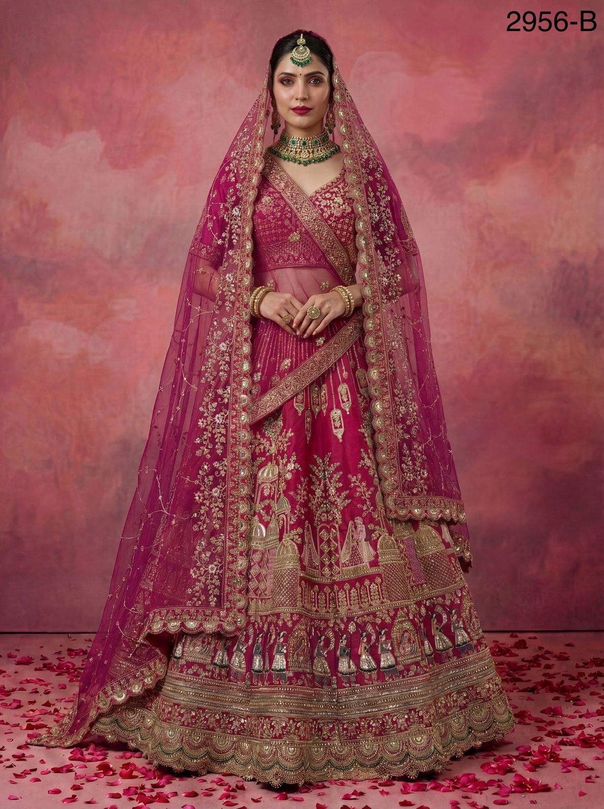 Stylish Anjani 2956 Double Dupatta Combine Flair Bridal lehenga in Barrat style work Lehenag Choli Collection Wholesale 2026