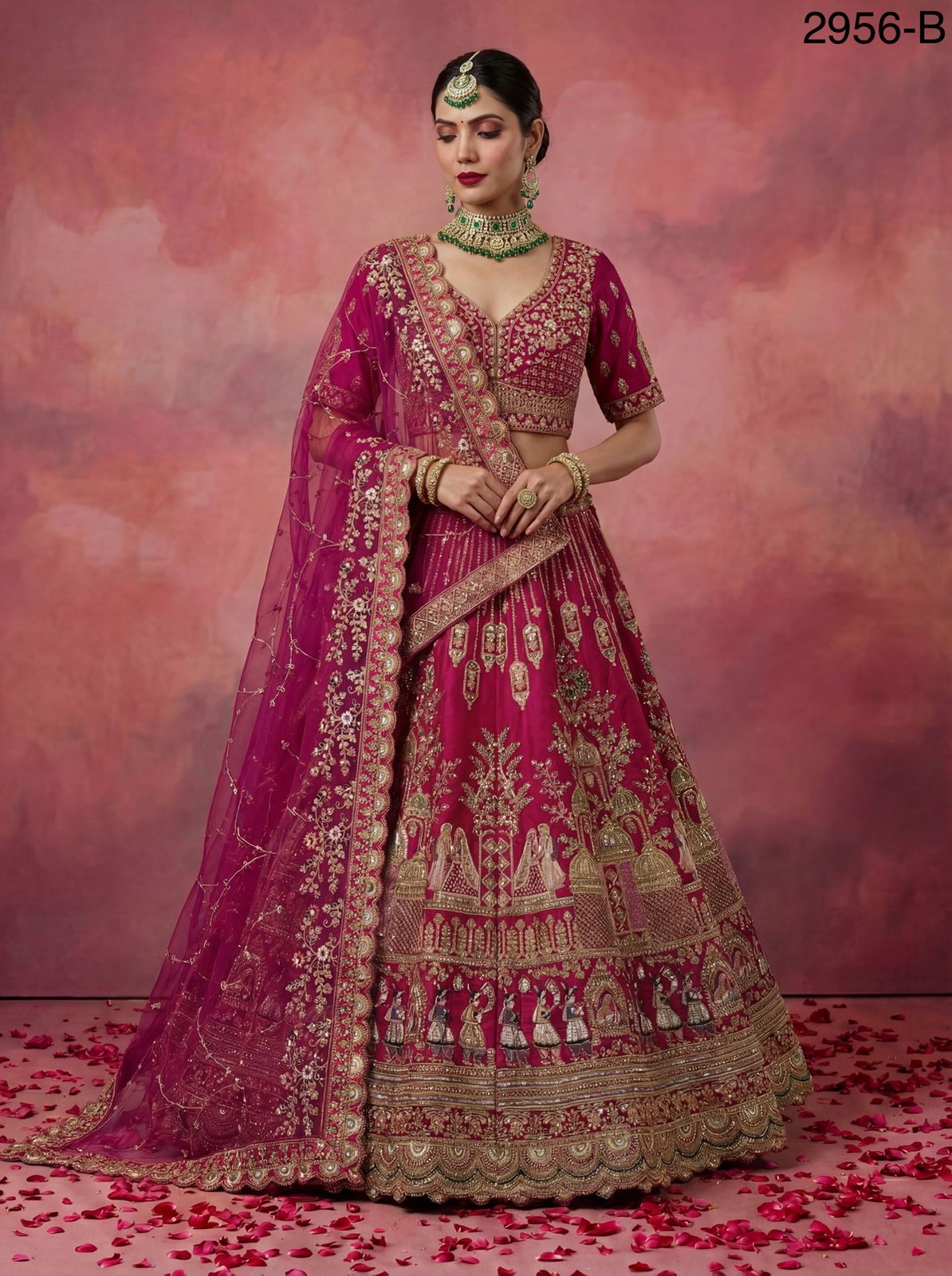 Stylish Anjani 2956 Double Dupatta Combine Flair Bridal lehenga in Barrat style work Lehenag Choli Collection Wholesale 2026