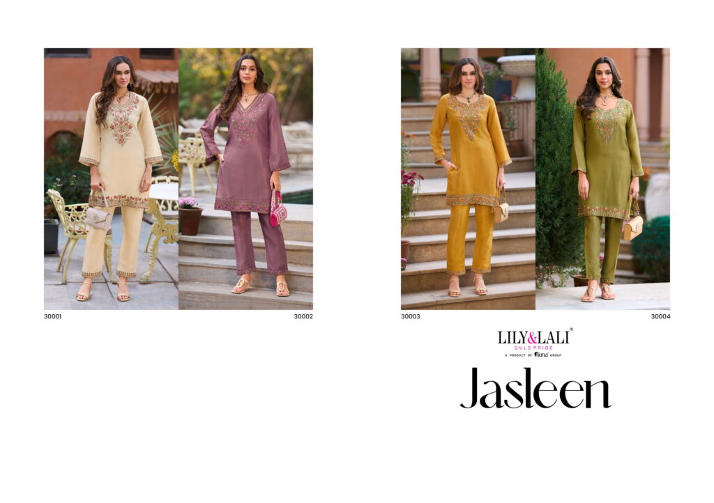 Beautiful Lily And Lali Jasleen Viscose Simmer Silk Handwork With Embroidery Co Ord Set Wholesale 2026