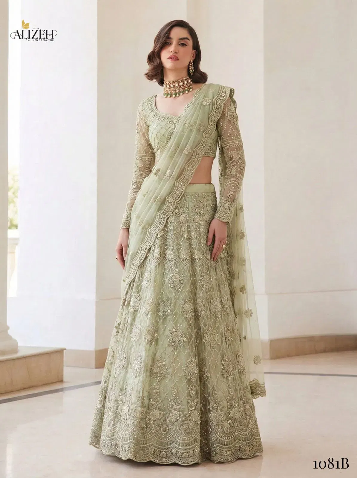 Launching Alizeh Bridal Heritage Colours 1081 Butterfly Net Designer Lehenga Choli Wholesale 2026