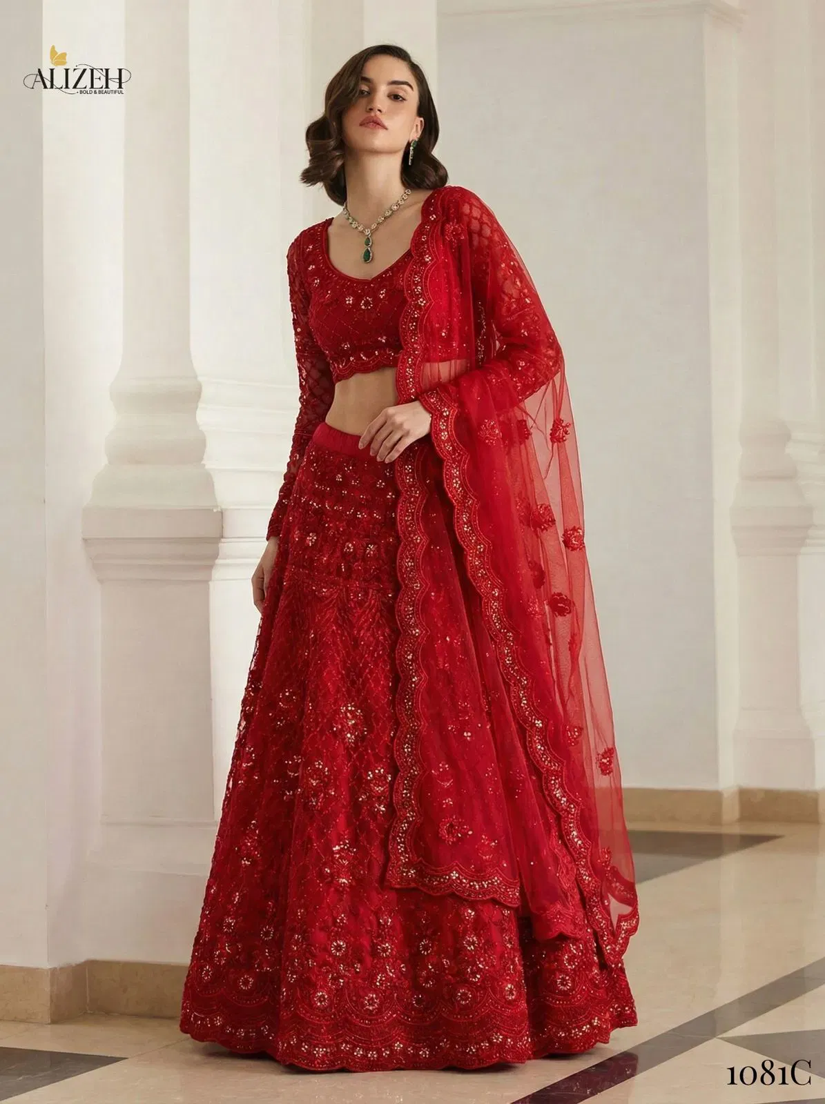 Launching Alizeh Bridal Heritage Colours 1081 Butterfly Net Designer Lehenga Choli Wholesale 2026