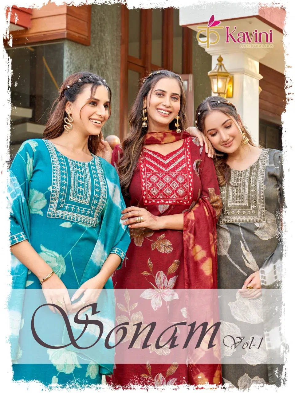 Kavini Sonam Vol 1 Capsule Foil Print Straight Cut Kurti Bottom With Dupatta Wholesale
