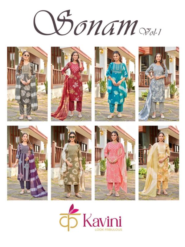 Stylish Kavini Sonam Vol 1 Capsule Foil Print Straight Cut Kurti Bottom With Dupatta Wholesale 2026