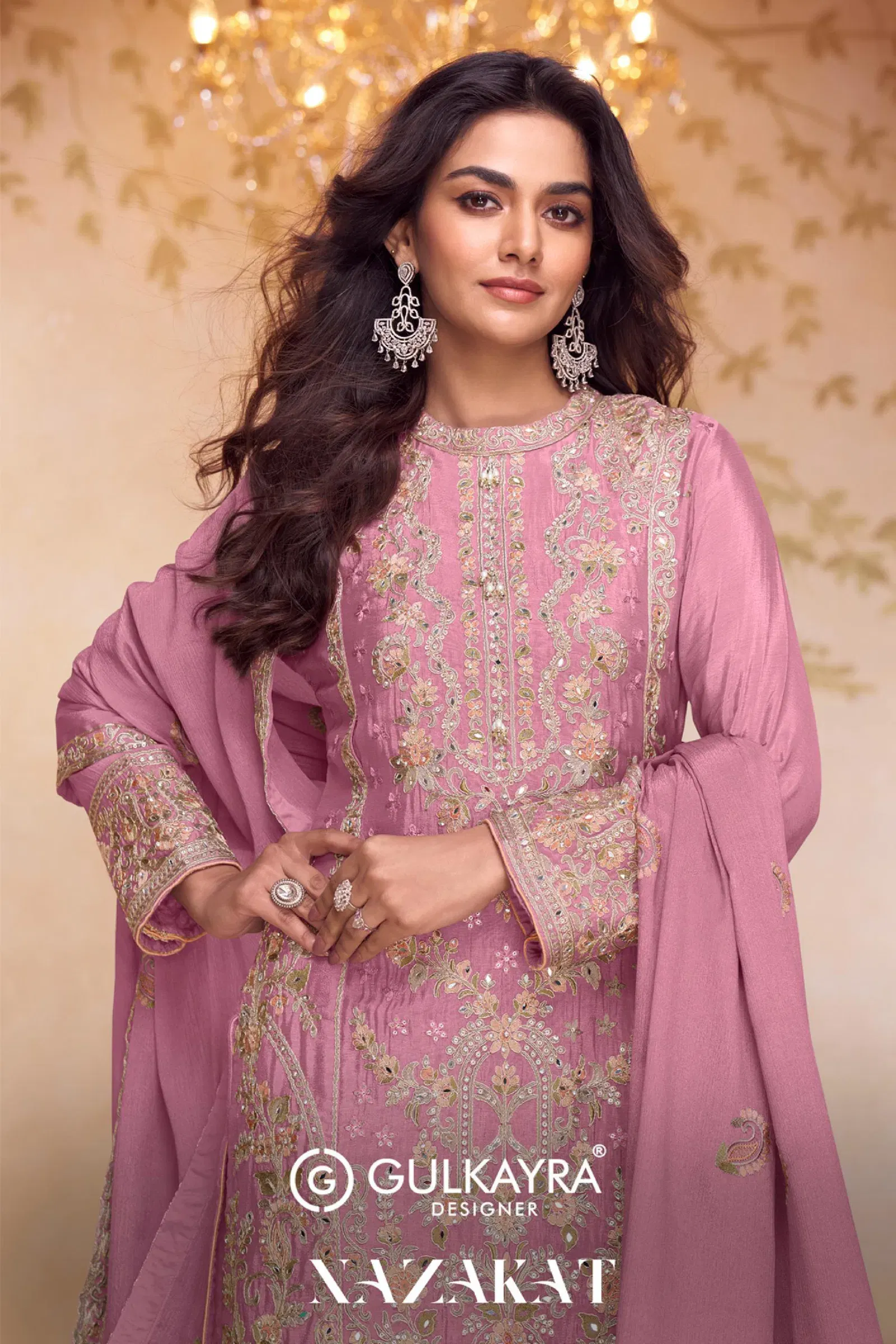 Gulkayra Nazakat Chinon With Embroidery Work Top Bottom And Dupatta Wholesale