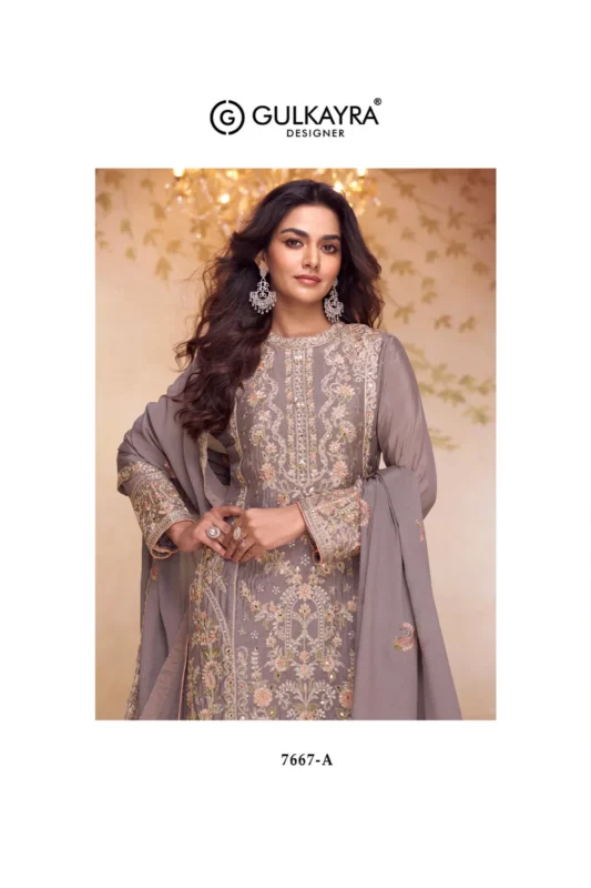 Beautiful Gulkayra Nazakat Chinon With Embroidery Work Top Bottom And Dupatta Wholesale 2026