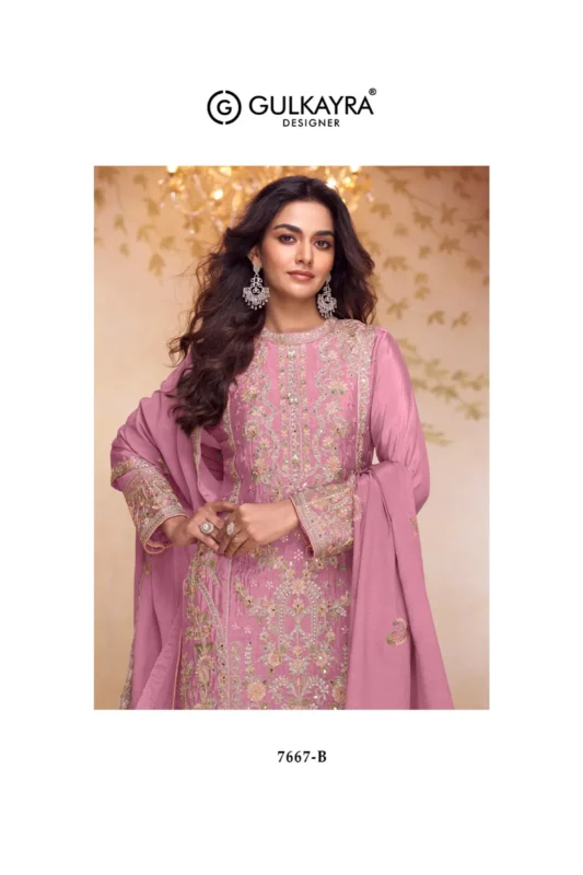 Beautiful Gulkayra Nazakat Chinon With Embroidery Work Top Bottom And Dupatta Wholesale 2026