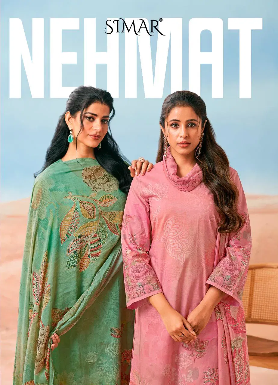 Glossy Simar Nehmat Lawn Cotton Digital Print With Work Salwar Kameez Wholesale