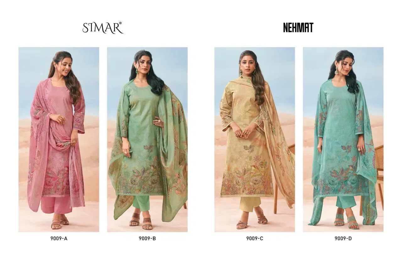 Beautiful Glossy Simar Nehmat Lawn Cotton Digital Print With Work Salwar Kameez Wholesale 2026