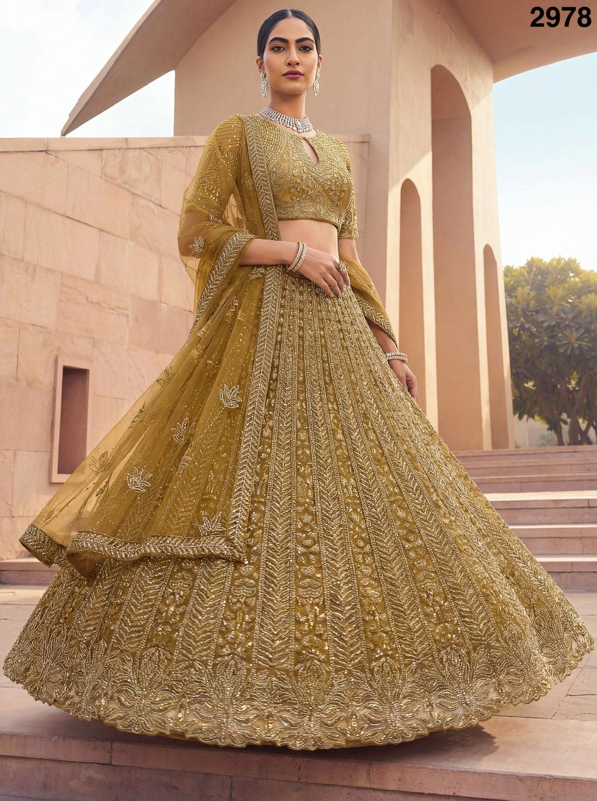 Buy Anjani 2978 Alluring Designer Golden Lehenga Choli Collection Wholesale 2026
