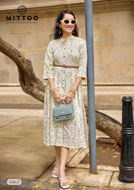 Buy Mittoo Belt Vol 24 Rayon Printed Casual Wear One Piece Collection Wholesale 2026