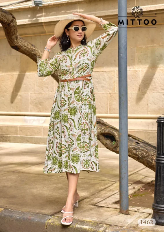 Buy Mittoo Belt Vol 24 Rayon Printed Casual Wear One Piece Collection Wholesale 2026