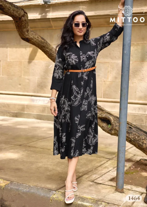 Buy Mittoo Belt Vol 24 Rayon Printed Casual Wear One Piece Collection Wholesale 2026