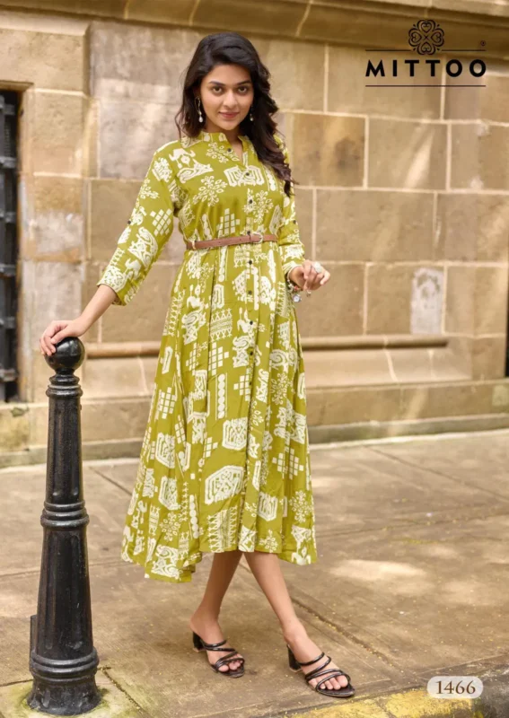 Buy Mittoo Belt Vol 24 Rayon Printed Casual Wear One Piece Collection Wholesale 2026