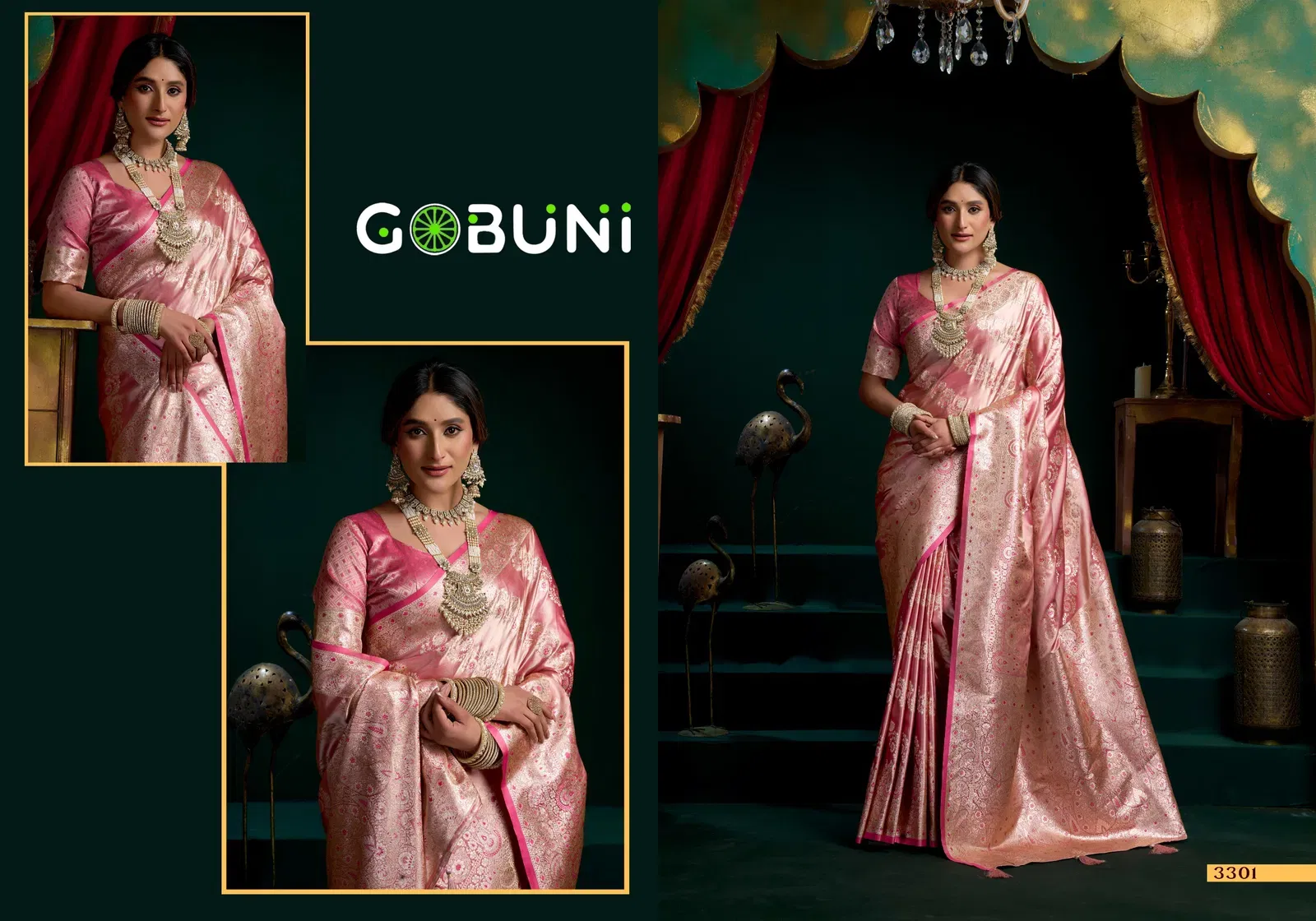 Stylish Gobuni Shreemati Satin Silk Fancy Pumpum Pallu Saree Collection Wholesale 2026