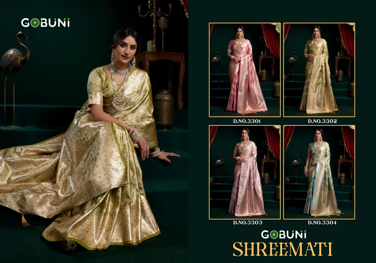 Stylish Gobuni Shreemati Satin Silk Fancy Pumpum Pallu Saree Collection Wholesale 2026