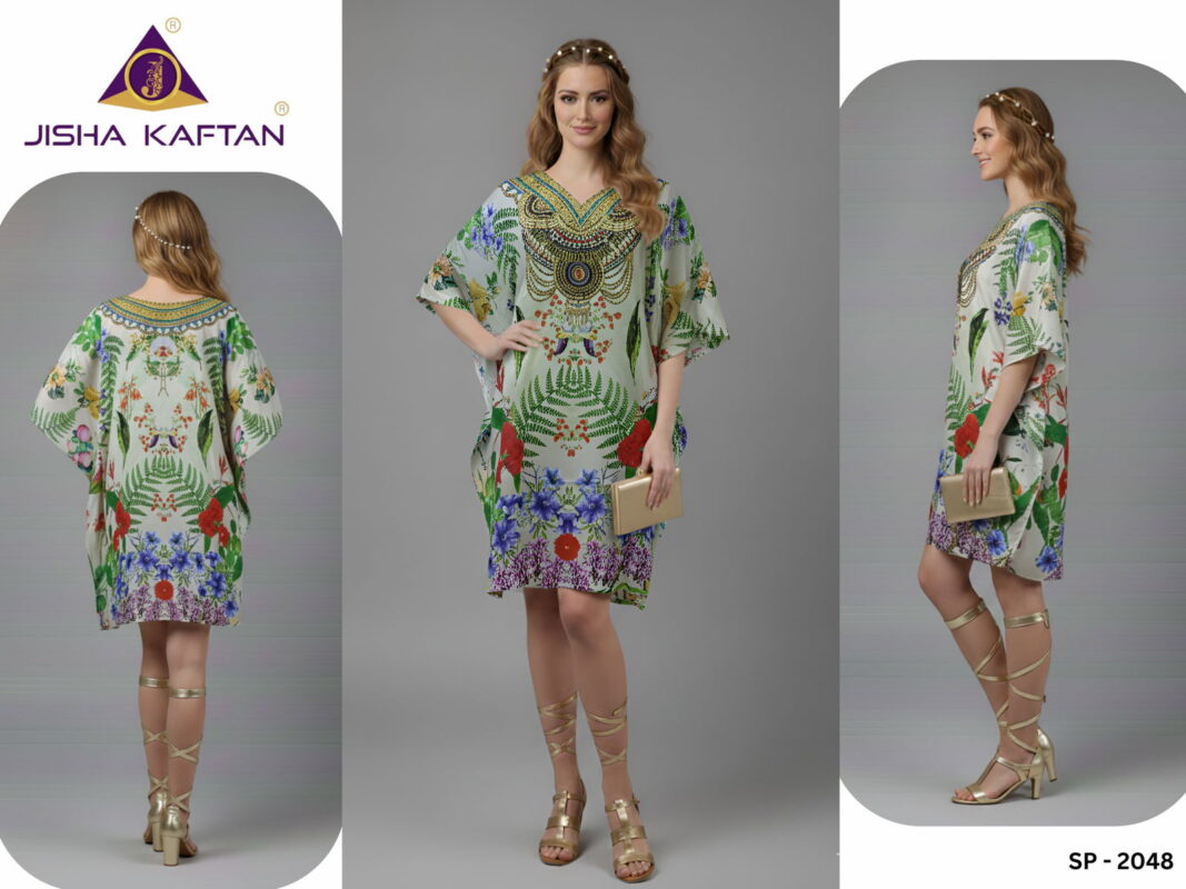 Launching Jisha Kaftan Silk Poncho Vol 6 Feather Silk Digital Printed Kaftans Wholesale 2026