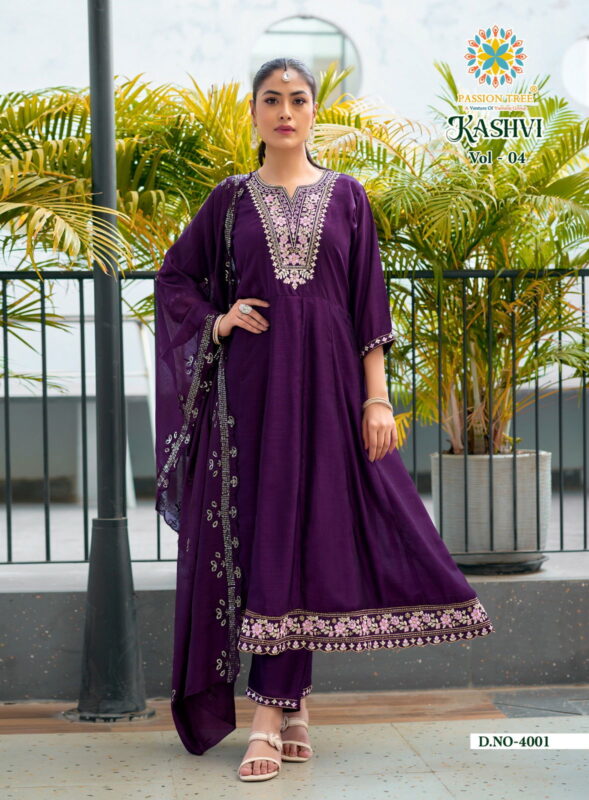 Latest Kashvi Vol 4 By Passion Tree Vichitra Silk With Work Top Bottom And Dupatta Collection Wholesale 2026