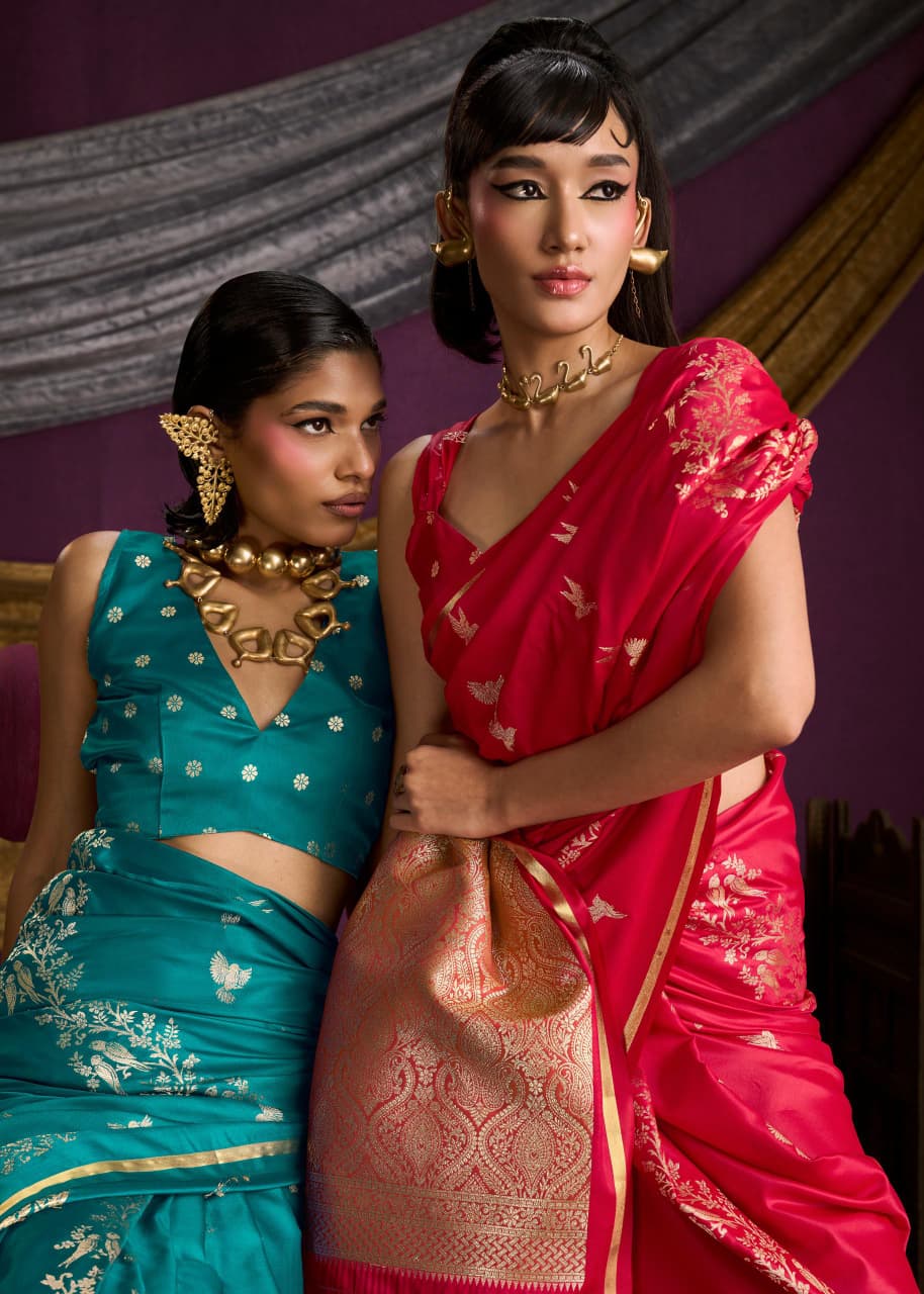 Beautiful Rajtex Kanthkala Indigo Satin Handloom Weaving Saree Collection Wholesale 2026