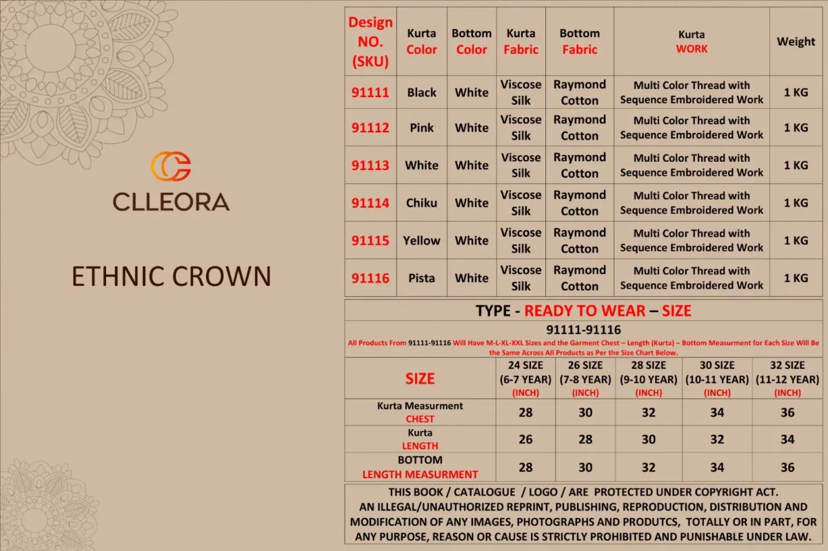 Beautiful Clleora Ethnic Crown Viscose Silk Thread Work Kurta And Pant Collection Wholesale 2026