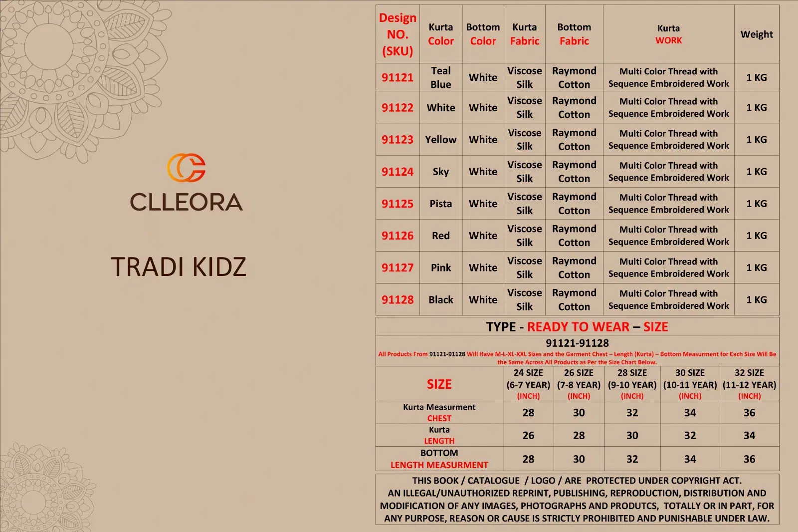 Latest Clleora Tradi Kidz Viscose Silk Thread Work Kurta And Pant Collection Wholesale 2026
